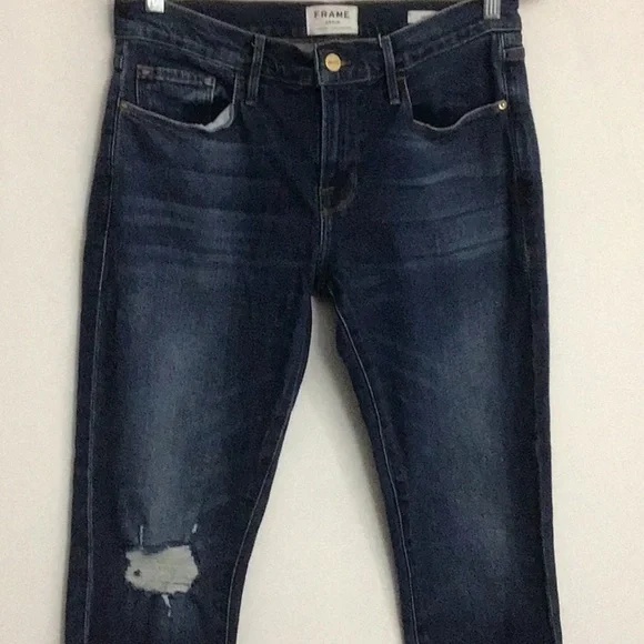 Frame Le Garçon Distressed Boyfriend Jean Watson Wash Size 28 EUC